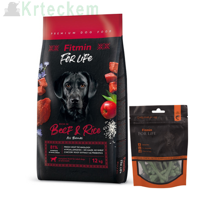 Fitmin Dog For Life Beef & Rice 12 kg + GRATIS !!
