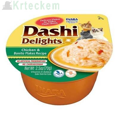 Inaba DASHI doplňkové krmivo pro kočky - vývar s příchutí mušlí a kuřete 6x70g 