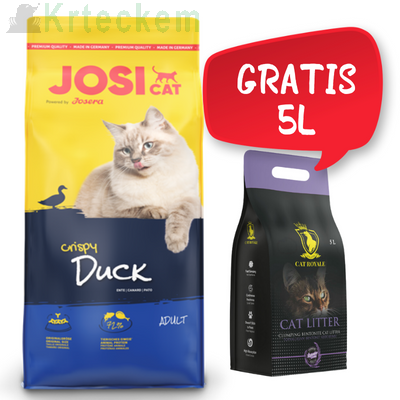 JOSERA JosiCat Crispy Duck 10 kg + Cat Royale Levandulová bentonitová podestýlka 5l