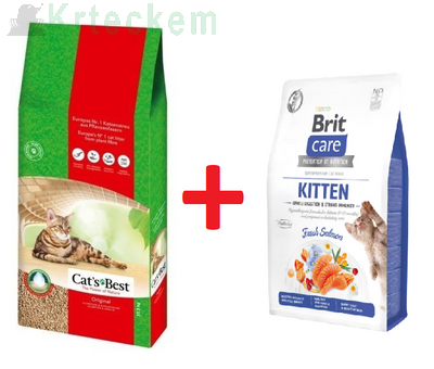 JRS Cat's Best Original (Eko Plus) dřevěné stelivo 40l + BRIT Care Cat Grain-Free Kitten Gentle Digestion & Strong Immunity 7kg SLEVA 3%