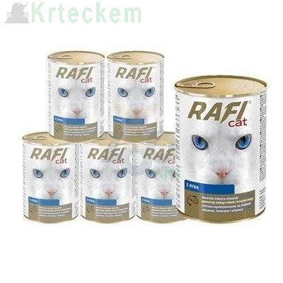 RAFI Kočičí kousky s rybou v omáčce - plechovka 6x415g