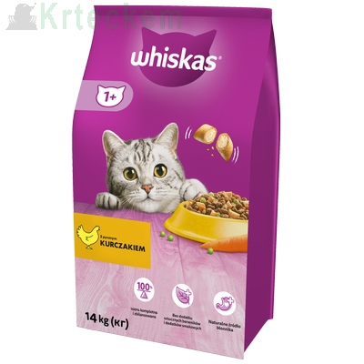 Whiskas Adult kuře 14 kg +  GIMBORN Gim Cat Paste Anti-Hairball Duo slad s kuřecím masem 50g SLEVA 3%