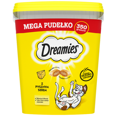 DREAMIES Mega Box 350 g - doplňkové krmivo pro dospělé kočky, s lahodným sýrem