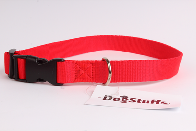 DogStuffs Obojek s plastovou sponou 25mm/34-60cm červený