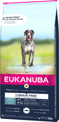 EUKANUBA Adult Large Grain Free 12kg + Překvapení pro psa