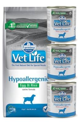 FARMINA Vet Life DOG Hypo Egg & Rice - 12 kg + Farmina Hypoallergenic 3x300g