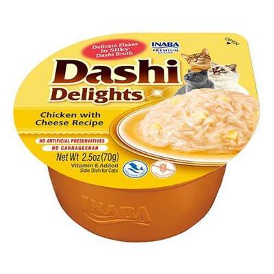 Inaba DASHI doplňkové krmivo pro kočky - vývar s kuřecí příchutí a sýrem 6x70 g 