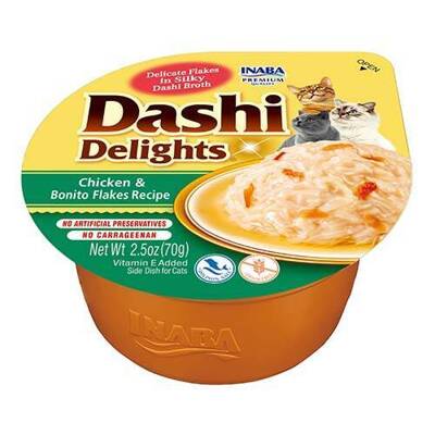 Inaba DASHI doplňkové krmivo pro kočky - vývar s příchutí mušlí a kuřete70g 