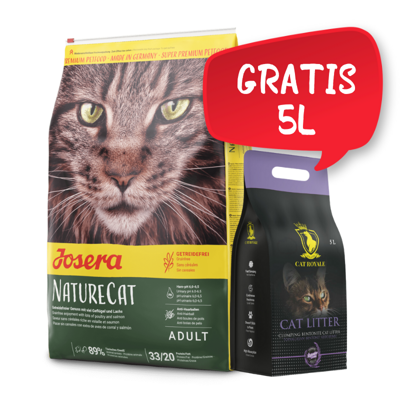 JOSERA NatureCat 10kg + Cat Royale Levandulová bentonitová podestýlka 5l