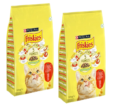 PURINA Friskies Krmivo pro kočky s hovězím a kuřecím masem se zeleninou 2x10kg