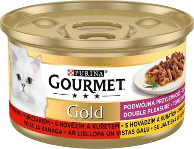 Purina Gourmet Gold s hovězím a kuřecím masem v omáčce 85g