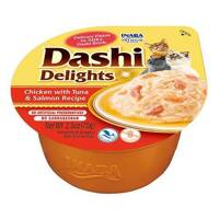 Inaba DASHI doplňkové krmivo pro kočky - vývar s příchutí kuřete, tuňáka a lososa 70 g 
